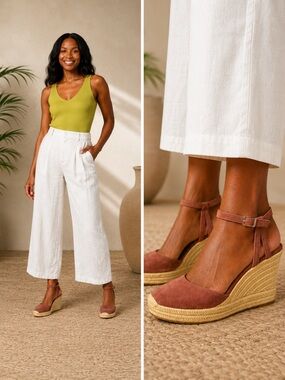 Crown Vintage Mauve Suede Espadrille Wedge Sandals - 9M